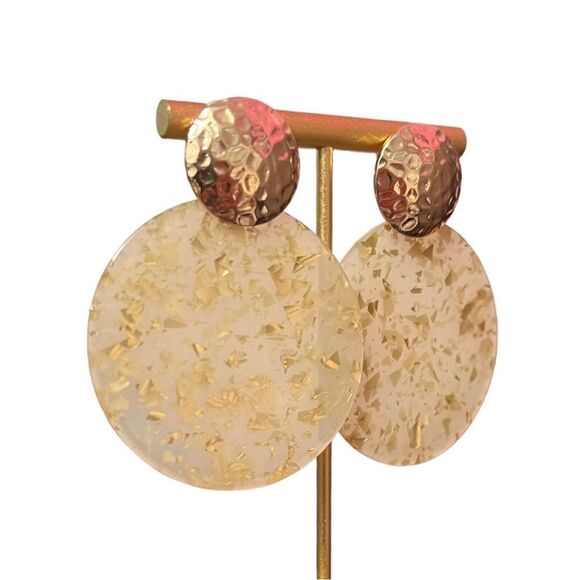 🤯5/$20🤯 Big Statement Acrylic Gold Tone Earrings - Picture 2 of 4